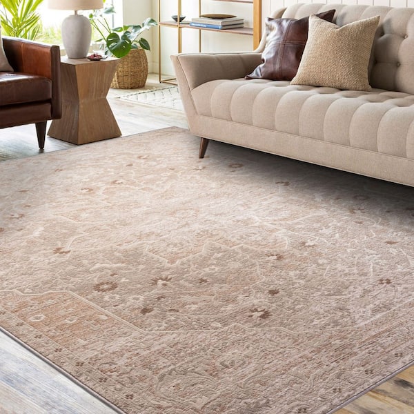 Solara 5 ft. x 8 ft. Beige Medalion Area Rug