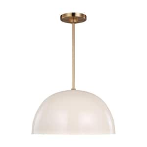 Ivan 1-Light Blush Transitional Dimmable Indoor/Outdoor Pendant Light with Round Steel Shade