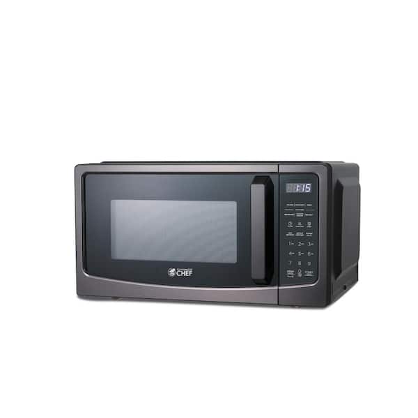 Commercial CHEF 1.1 cu. ft. Microwave with 10-Power Levels, 1000-Watt Countertop Microwave w/Microwave Turntable, Black Stainless Steel