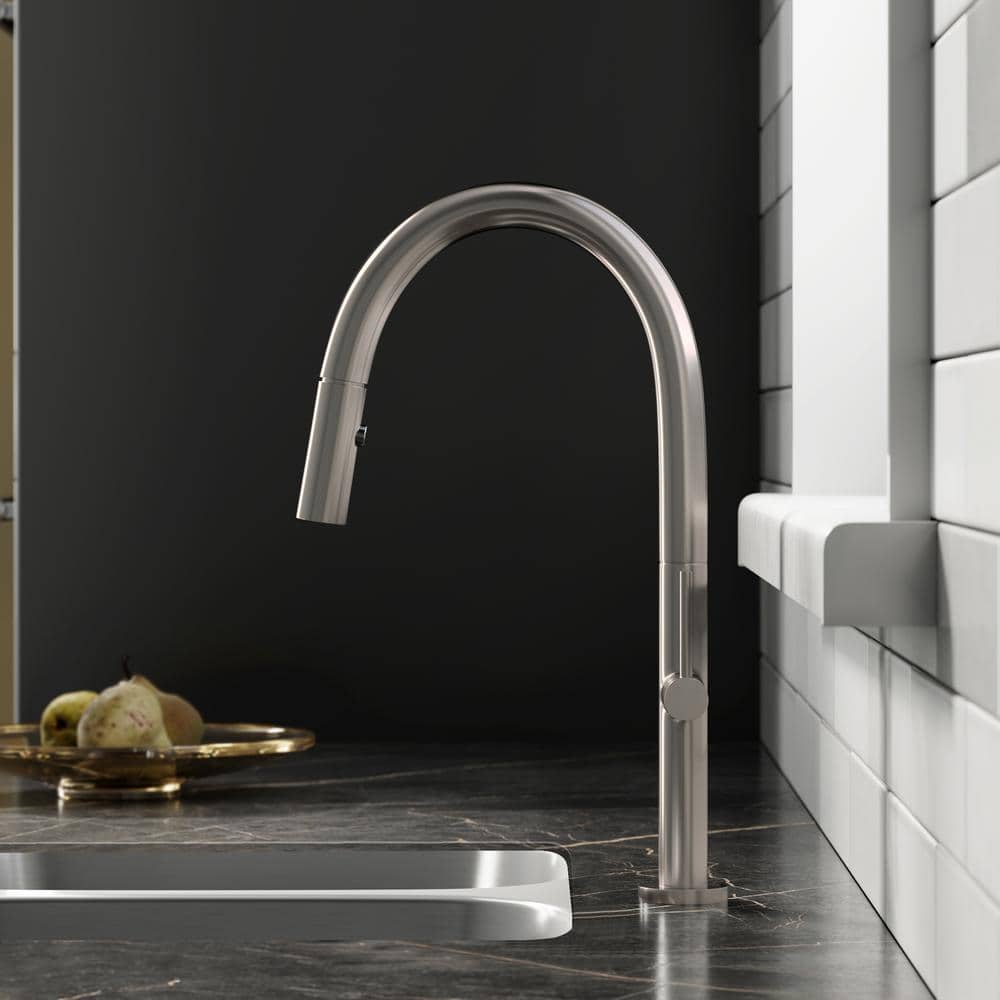 Brushed Nickel Single Handle Pull-Down Kitchen Faucet