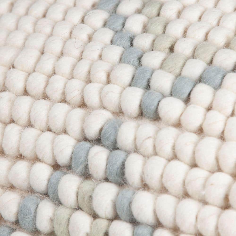 Oversized Cream & Teal New Zealand Wool Square Pouf
