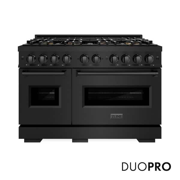 48 in. 6.7 cu. ft. Classic Dual Fuel Range with 8 Burner DuoPro Cooktop and Dual Ovens in Black Stainless Steel