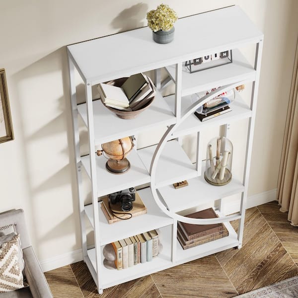 BYBLIGHT Industrial 68.89 in. Tall White Engineered Wood 9-Shelf