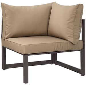 Fortuna Corner Aluminum Outdoor Patio Lounge Chair in Brown with Mocha Cushions