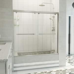 Charisma-X 60 in. W x 58 in. H Semi Frameless Sliding Tub Door in Brushed Nickel with Clear Glass