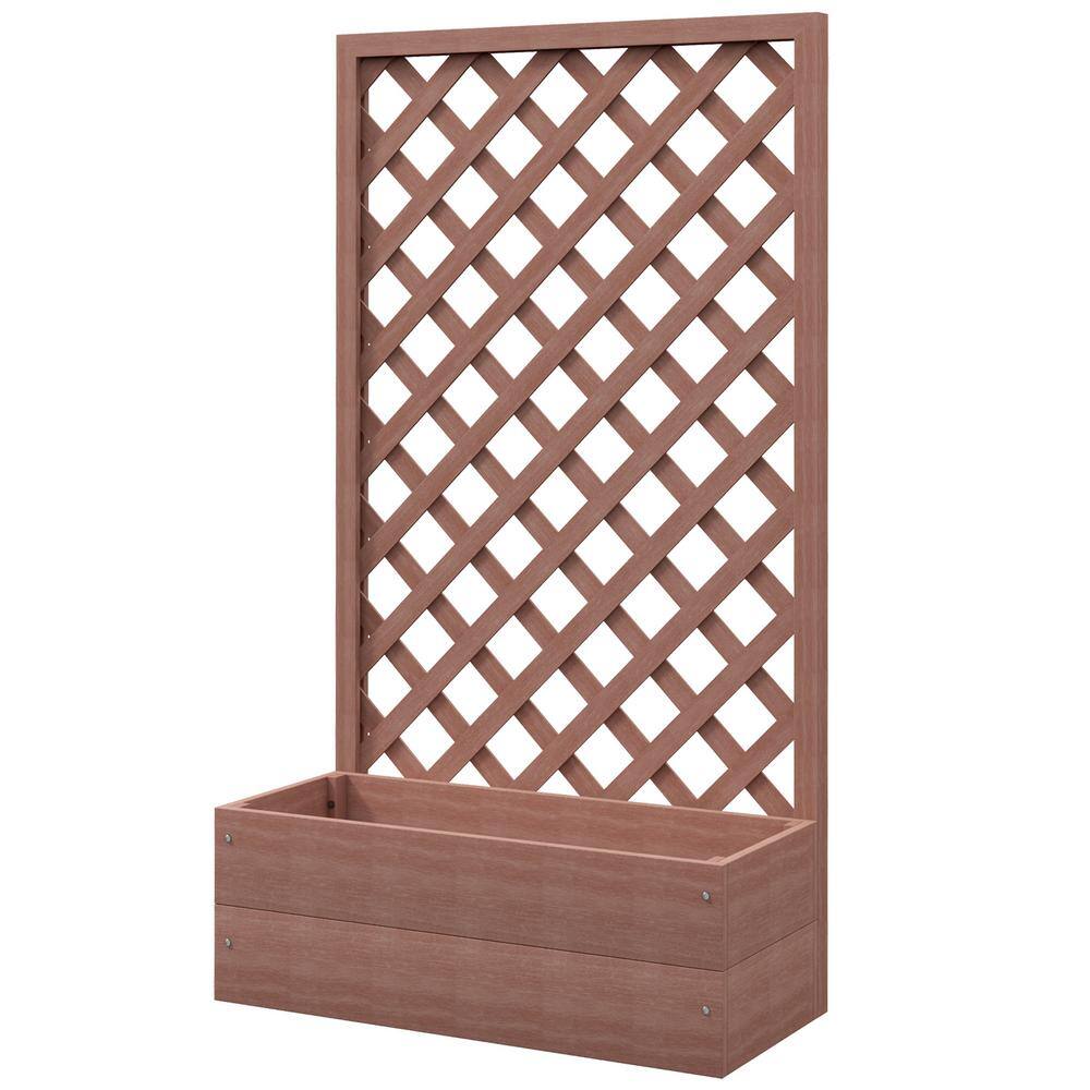 29.5 x 13.25 x 53.25 in. Light Brown Wood Raised Garden Bed with Trellis La