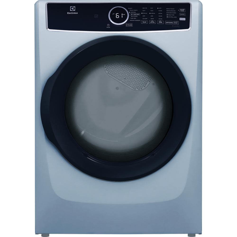 Electrolux 8 cu.ft. Electric Dryer vented Front Load Perfect Steam Dryer with Instant Refresh in Glacier Blue