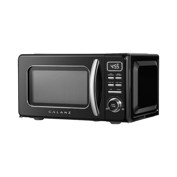 Compact Microwave Oven, SIMOE Retro Small Countertop Microwave 0.7 cu. ft.  700W with 8 Auto-cooking Set(Black)