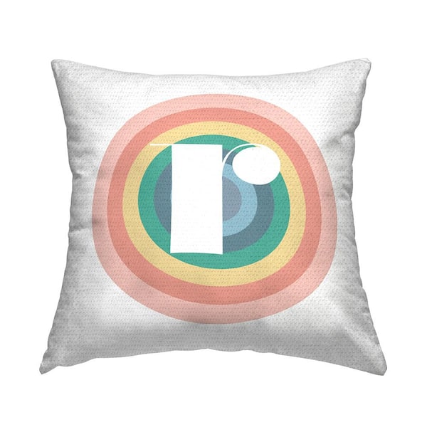 Stupell Industries Rainbow Circle Letter R Square Outdoor Throw Pillow