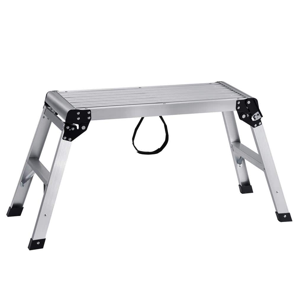 VEVOR 2 .49 ft. length Aluminum Heavy Duty Work Platform 330 lbs. Folding Drywall Stool Ladder Work Bench with Non-Slip Feet