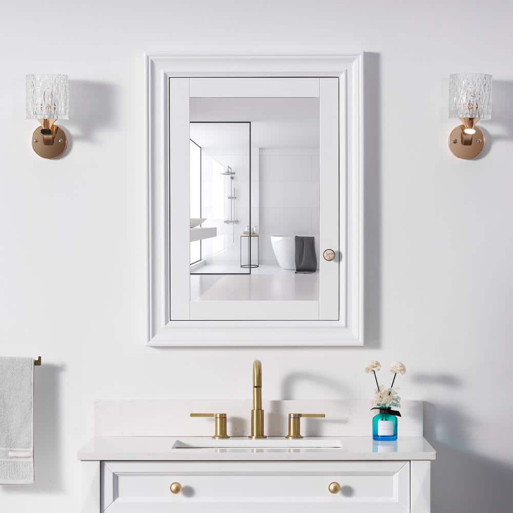 24 in. W x 32 in. H Rectangular Solid Wood Recessed Medicine Cabinet with Mirror price history on PriceWatchPro