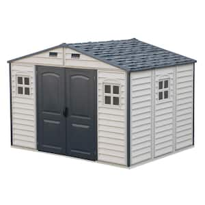 DuraMax 10.5 ft. x 8 ft. Woodside Plus Plastic Shed with Double Doors (85 sq. ft.)