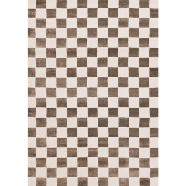 Avenia Collections 5' x 8' (5'3" x 7'7") Brown Geometric, Tonal/Solid Indoor Area Rug