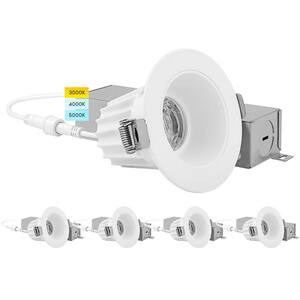 2 in. Canless with J-Box 3 Color Options Dimmable Damp Rated Remodel IC Rated Integrated LED Recessed Light Kit (4-Pack)