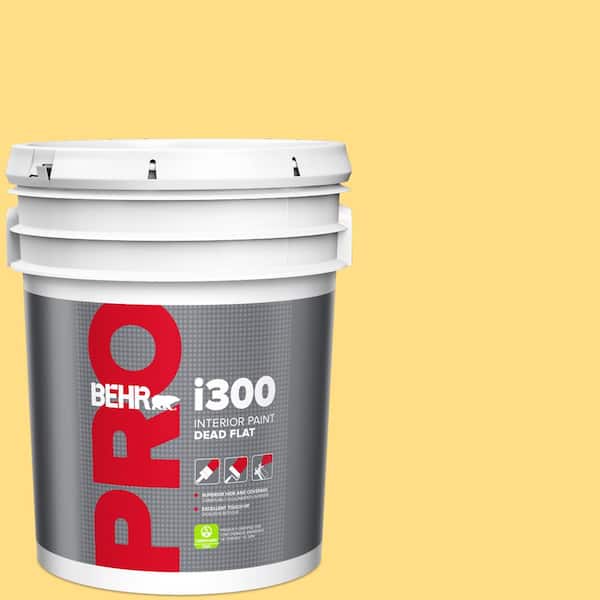 BEHR PRO 5 gal. #330B-5 Yellow Corn Dead Flat Interior Paint