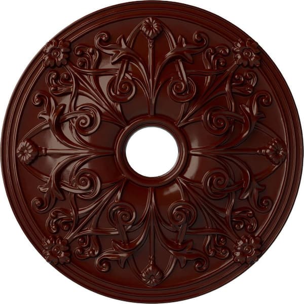 Ekena Millwork 2-1/8" x 23-5/8" x 23-5/8" Polyurethane Jamie Ceiling Medallion, Brushed Mahogany