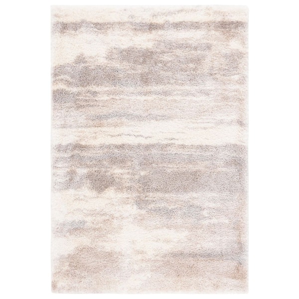 Cloud Shag 5 ft. x 8 ft. Ivory/Gray Abstract Flokati Area Rug