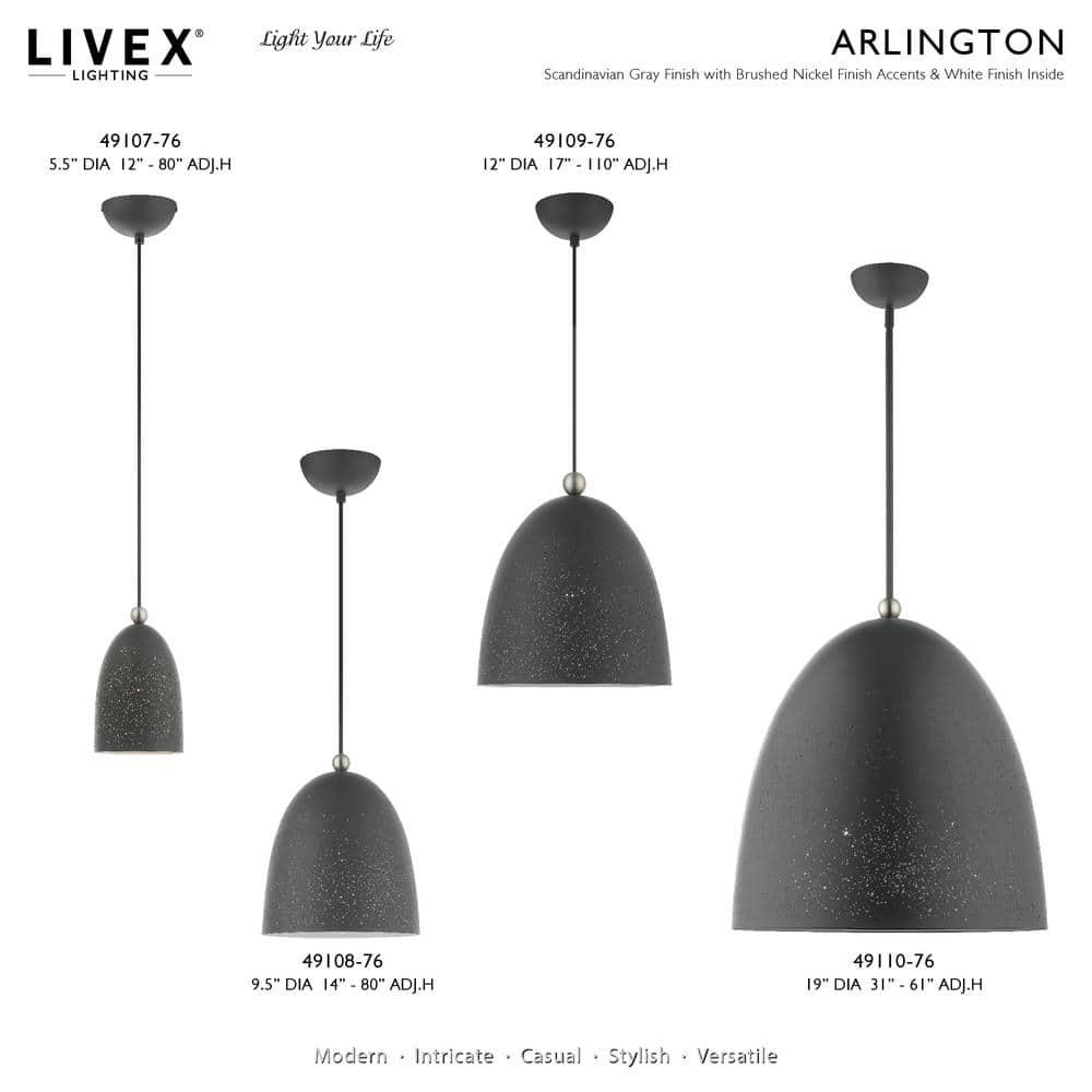 Arlington Scandinavian Gray Crystal Globe LED Pendant