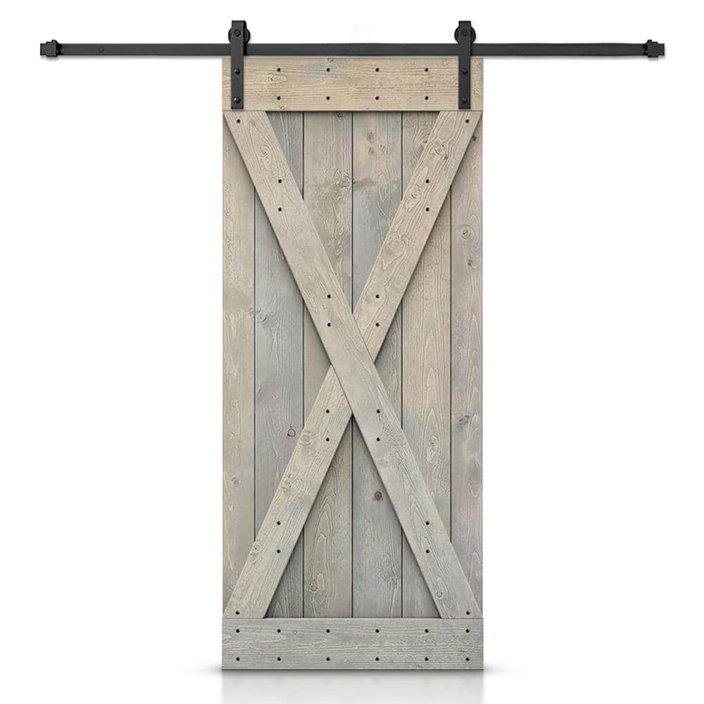 24 in. x 84 in. X Smoke Gray Stained DIY Wood Interior Sliding Barn Door with Hardware Kit price history on PriceWatchPro
