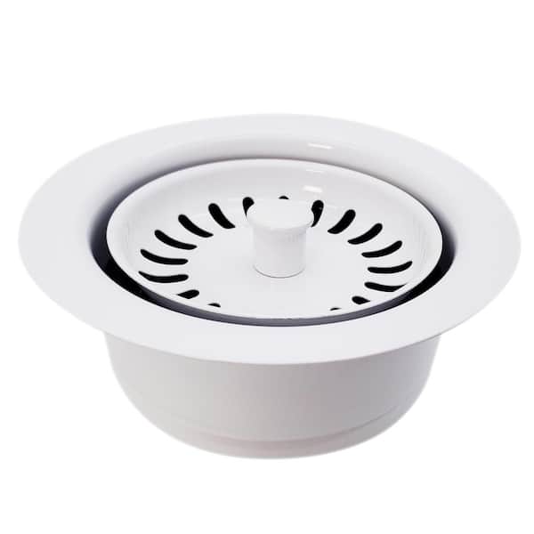 4-1/4 in. Brass Waste Disposal Flange and Strainer Basket in White