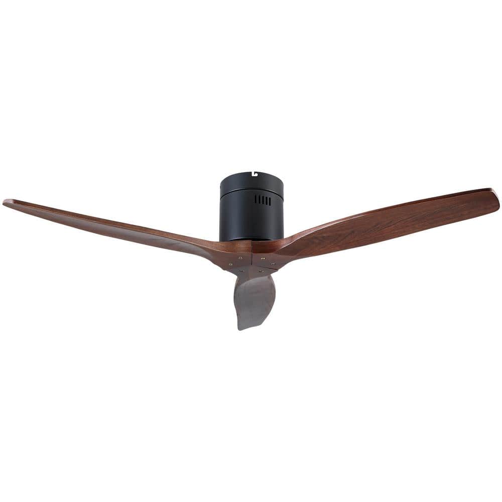 52 in.Indoor Farmhouse Rustic Ceiling Fan without Light - Matte Black with 