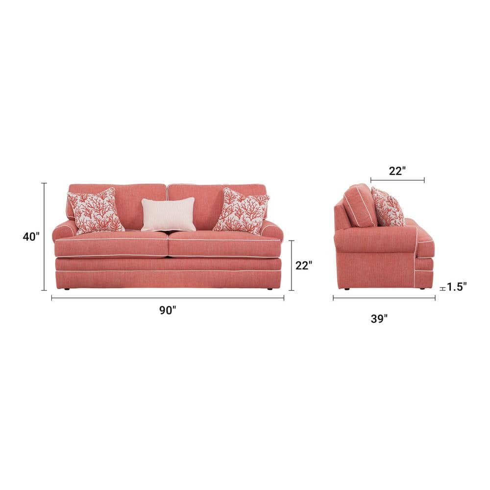 Coral Springs 90'' Brown Linen Queen Sleeper Sofa with Oak Legs