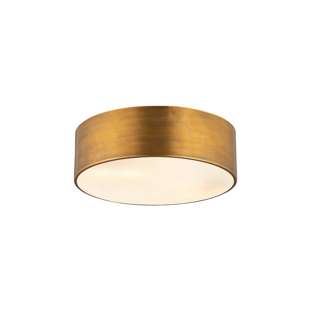 Harley Modern 3-Light Rubbed Brass Drum Flush Mount LED