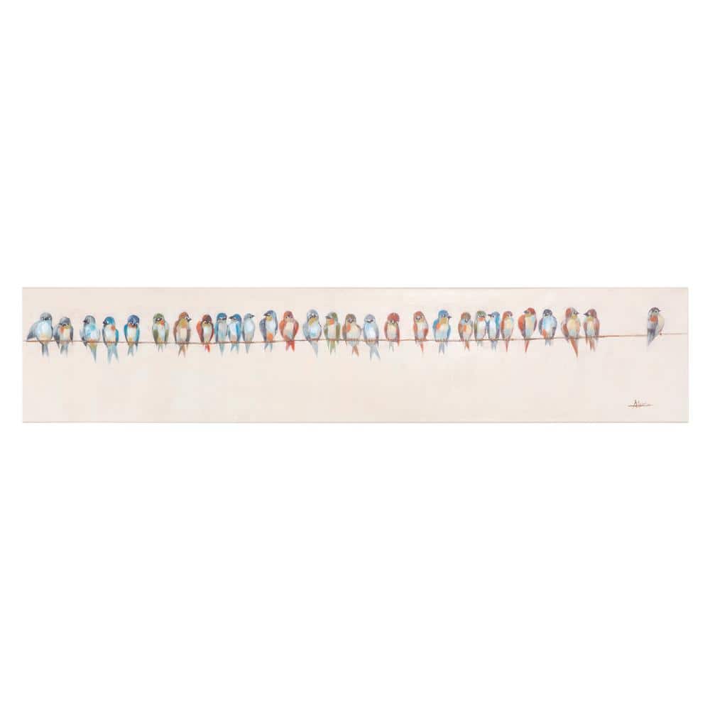 Colorful Birds on Wire Acrylic Canvas Wall Art