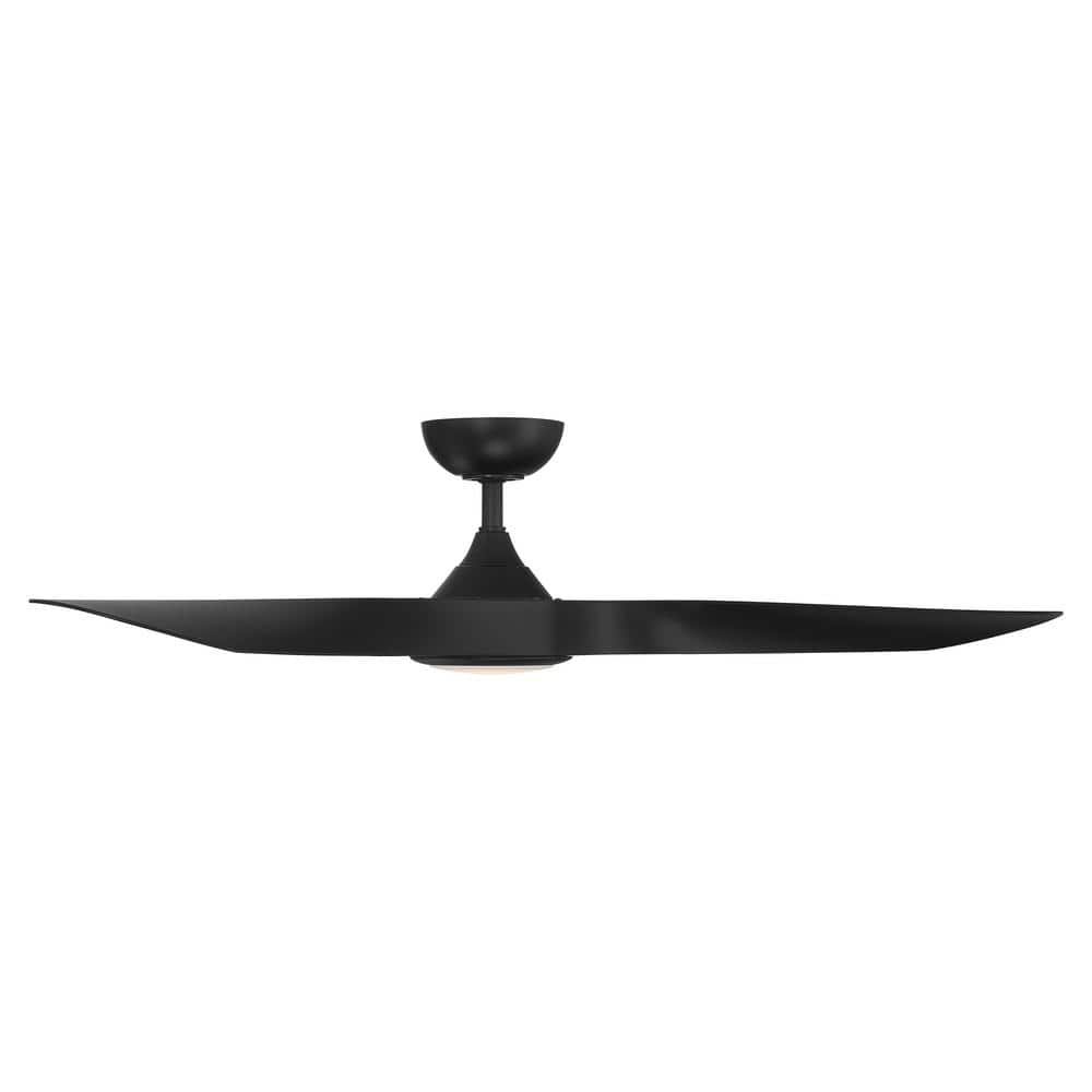 54" Matte Black Smart Ceiling Fan with LED Light and Remote