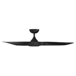 Swirl 54 in. Integrated LED Indoor and Outdoor 3-Blade Smart Ceiling Fan Matte Black with Remote 3000k