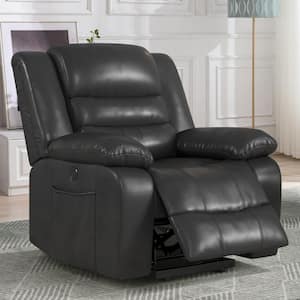 38.2 in. W Black Leather Lift Recliner Chair with Dual Motor, Oversized Power Recliners with Electric Massage Heating