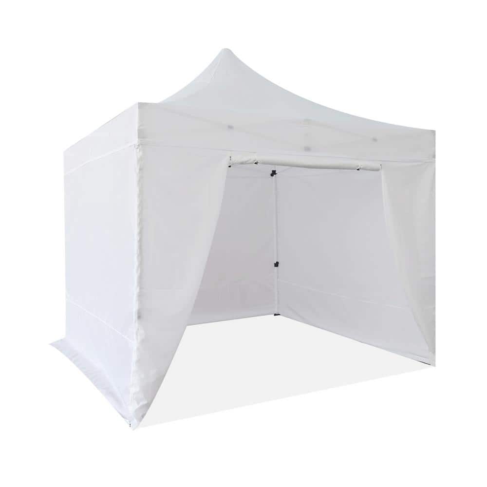 OVASTLKUY 10 ft. x 10 ft. Outdoor Patio White Canopy Tent with 4
