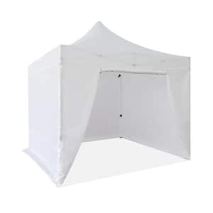 10 ft. x 10 ft. Outdoor Patio White Canopy Tent with 4 Removable Sidewalls and Roller Bag