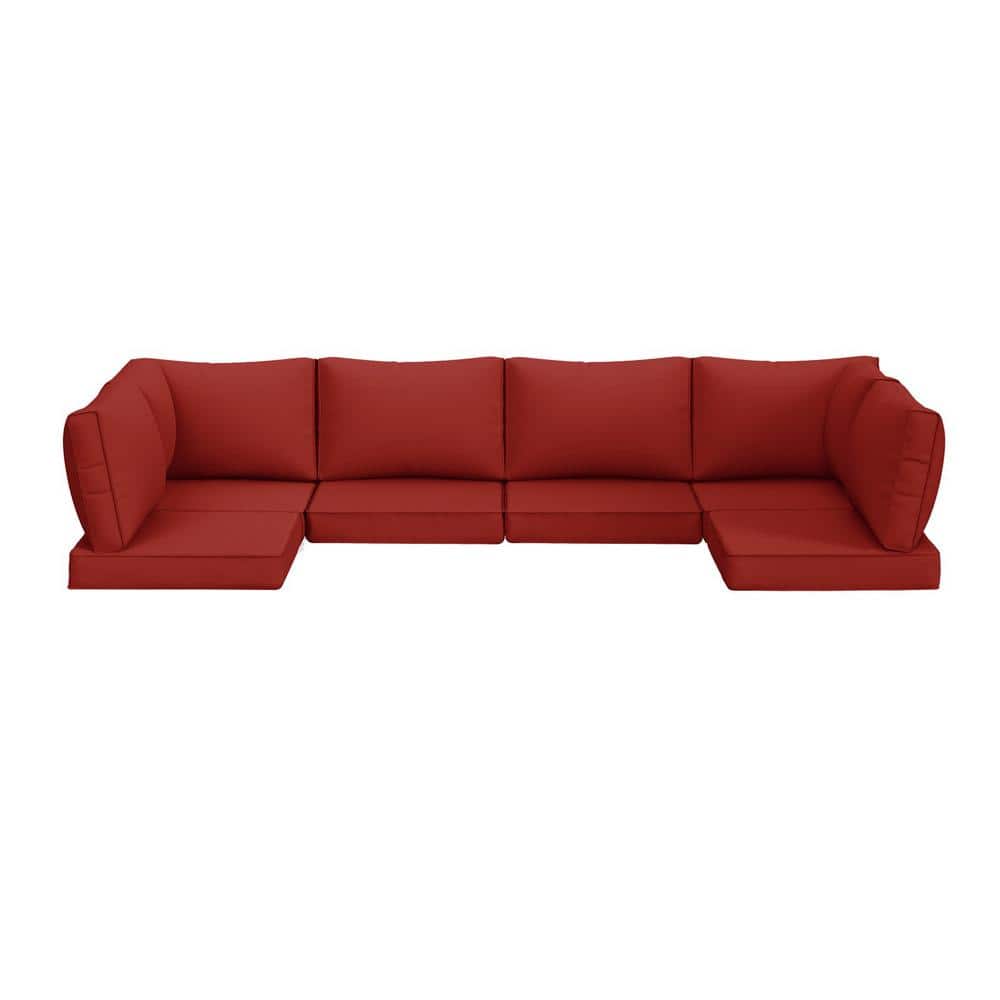 ELPOSUN 25.6 in. x 25.6 in. x 4 in. (14-Piece) Deep Seating Outdoor Sectional Cushion Corner Set Wine HDNBCS042WINOS