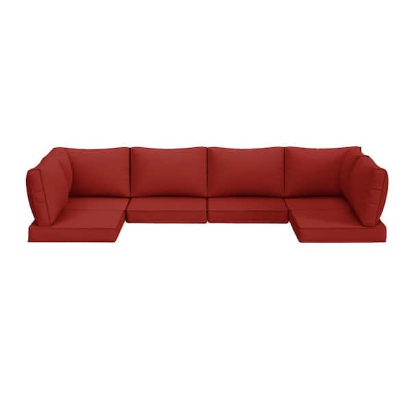 ELPOSUN 25.6 in. x 25.6 in. x 4 in. (14-Piece) Deep Seating Outdoor Sectional Cushion Corner Set Wine