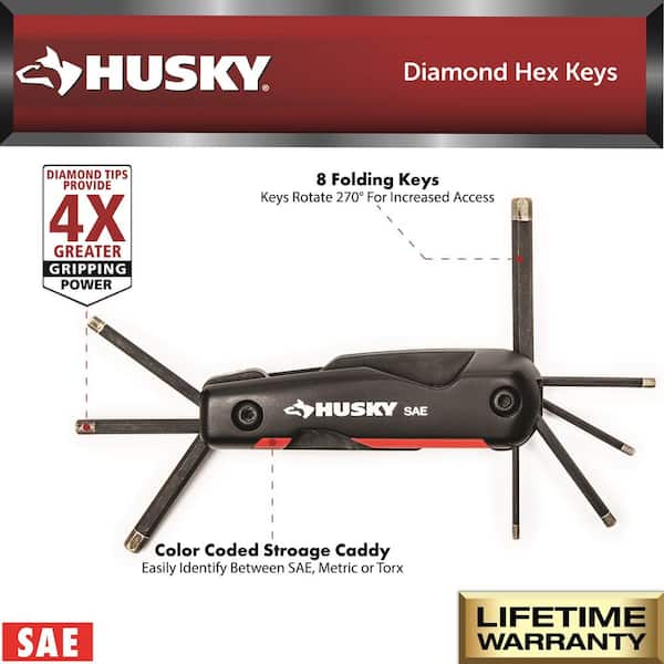 Husky Folding Diamond SAE Hex Key Set (8-Piece) HFDHKS8PC - The