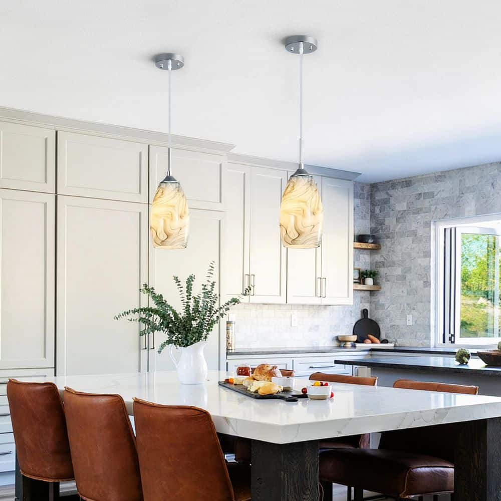 Kitchen Lighting 60W 2-Light Black Smoke Glass Adjustable Mini Pendant Light With Art Deco Shade for Kitchen, 2Pack price history on PriceWatchPro
