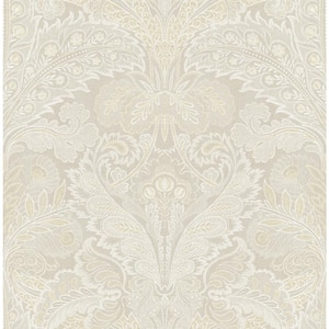 Oriental Damask Cream Paper Non Pasted Strippable Wallpaper Roll (Cover 56.00 sq. ft.)