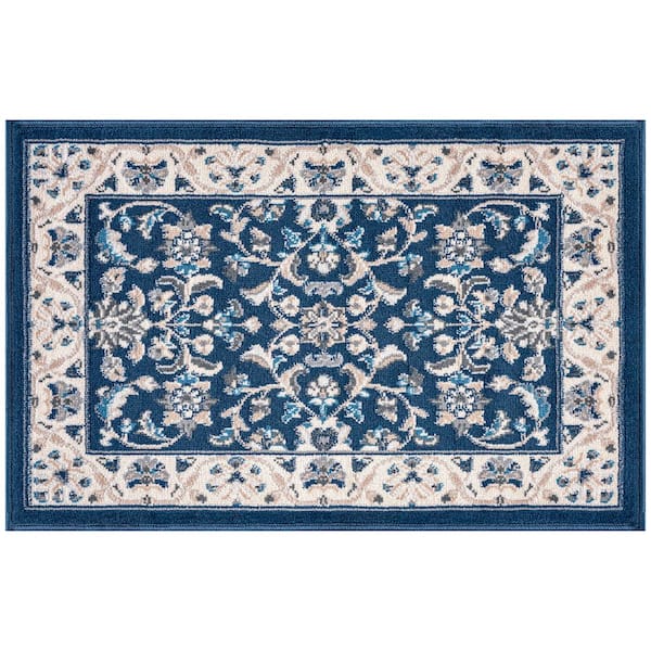 Madison Floral Dark Blue 2 ft. x 3 ft. Indoor Area Rug