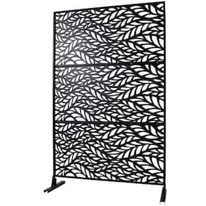 76 in. x 48 in. Black Privacy Screen Metal Freestanding Decorative Privacy Screen for Balcony Patio PS110