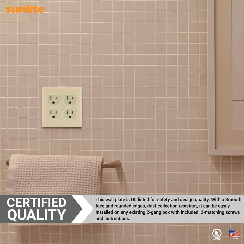 Ivory 2-Gang Plastic Duplex Outlet Wall Plate Covers