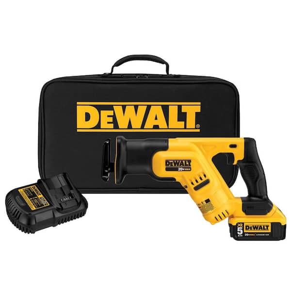 DEWALT 20V MAX Lithium-Ion Cordless Compact Reciprocating Saw Kit with 5.0Ah Battery, Charger, and Contractor Bag