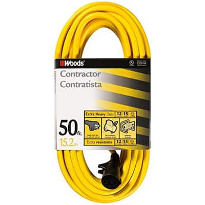 Yellow Woods 982554 50-Feet 12/3 SJTW High Visibility Extension Cord 