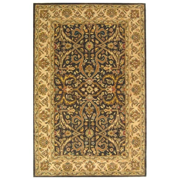 SAFAVIEH Heritage Charcoal/Beige 8 ft. x 10 ft. Border Area Rug HG644A ...