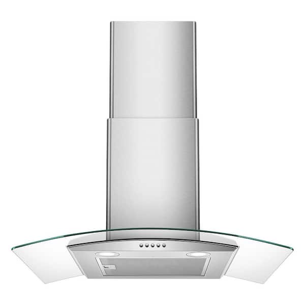 30 in. 450-CFM Ducted/Ductless Convertible Duct Wall Mount Range Hood Downdraft System in Stainless Steel