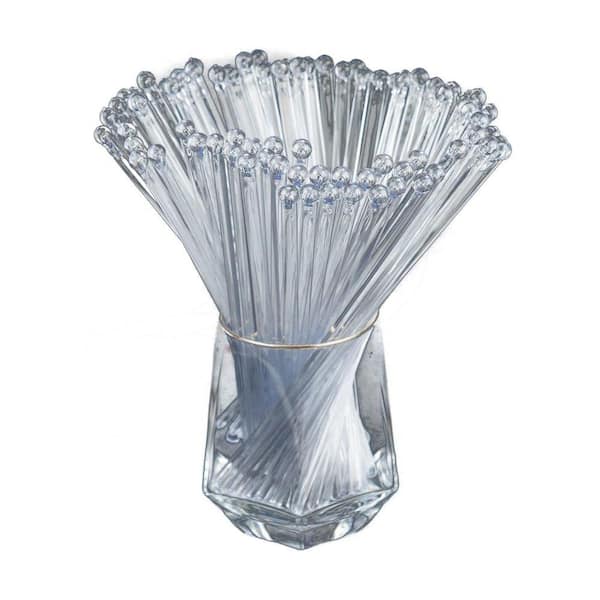 Clear Transparent Disposable Plastic Swizzle Sticks Cocktail Coffee Drink Stirrers Cake Pops 50 Per Case 7.24 in.