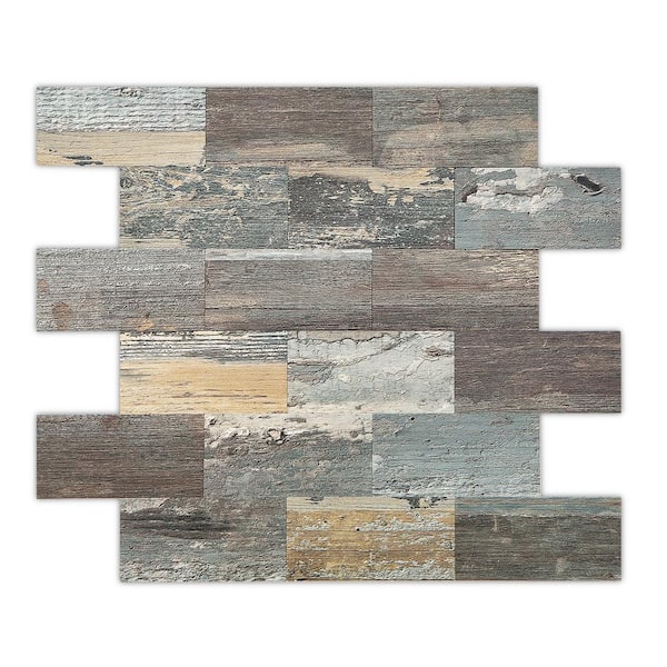 Aspect Collage Marble Shine 12-in x 12-in Multi-finish PVC Stacked Stone Look Peel and Stick Wall Tile (1-sq. ft/ Carton)