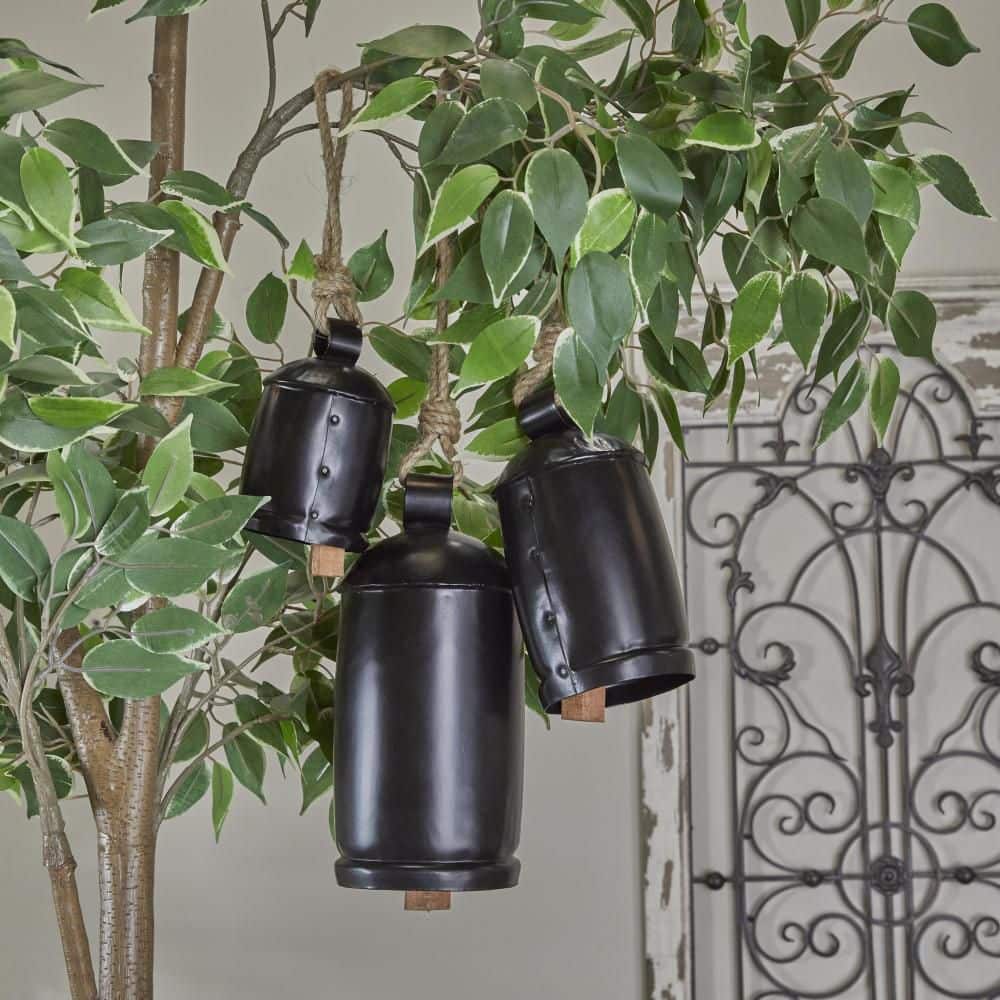 Litton Lane Black Metal Tibetan Inspired Cylindrical Decorative