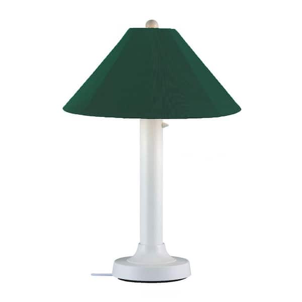 Patio Living Concepts Catalina 28 in. Outdoor White Table Lamp with Forest Green Shade-DISCONTINUED