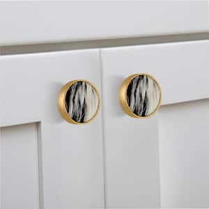 Faux Fur 1-3/5 in. Black and White Cabinet Knob